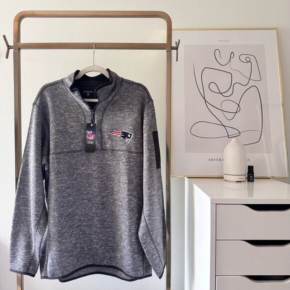 NWT New England Patriots Antigua Heather Quarter-Zip Pullover Jacket - Picture 2 of 14